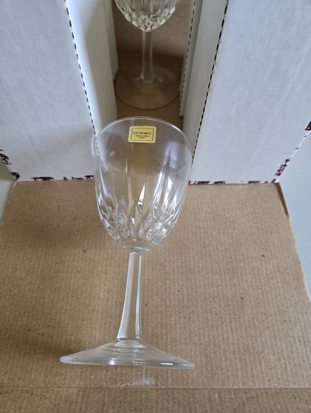 Luminarc "Diamant" blown Crystal Wine glass set of 6 glasses
